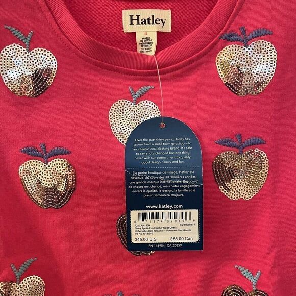 Hatley Shiny Apple Fun Elastic Waist Dress Pink Plaid Skirt Girls Size 4 NWT - Picture 9 of 12